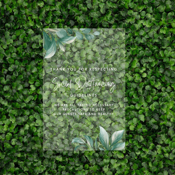 Social Distance Clear Acrylic Wedding Party Signs, White Text Design-Set of 1-Andaz Press-Mask-