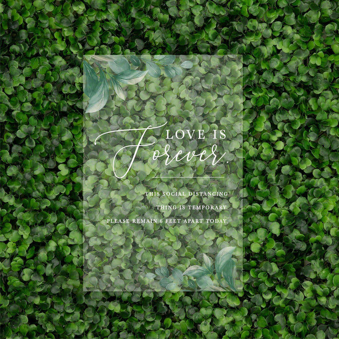 Social Distance Clear Acrylic Wedding Party Signs, White Text Design-Set of 1-Andaz Press-Mask-