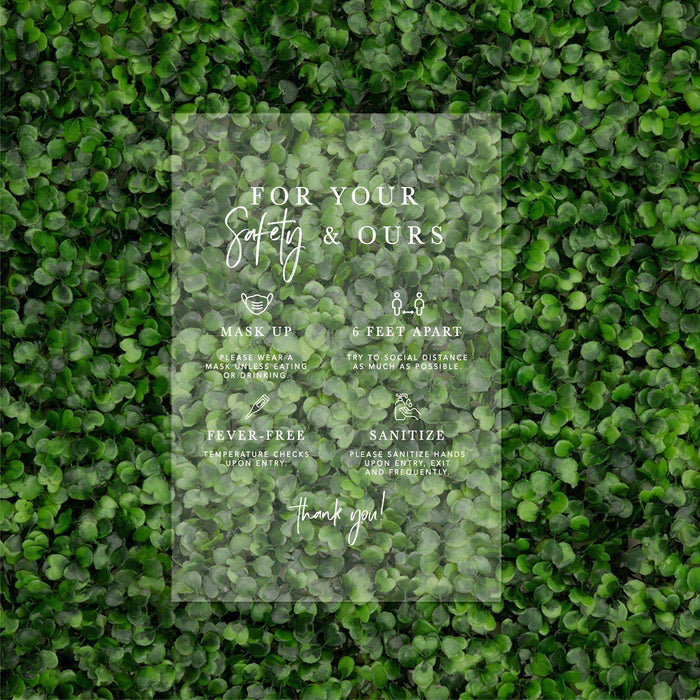 Social Distance Clear Acrylic Wedding Party Signs, White Text Design-Set of 1-Andaz Press-Mask-