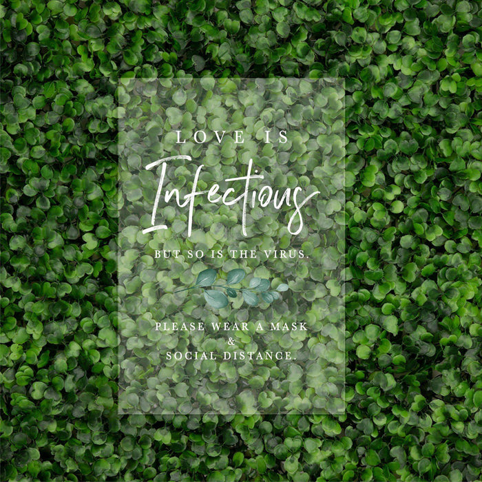 Social Distance Clear Acrylic Wedding Party Signs, White Text Design-Set of 1-Andaz Press-Mask-