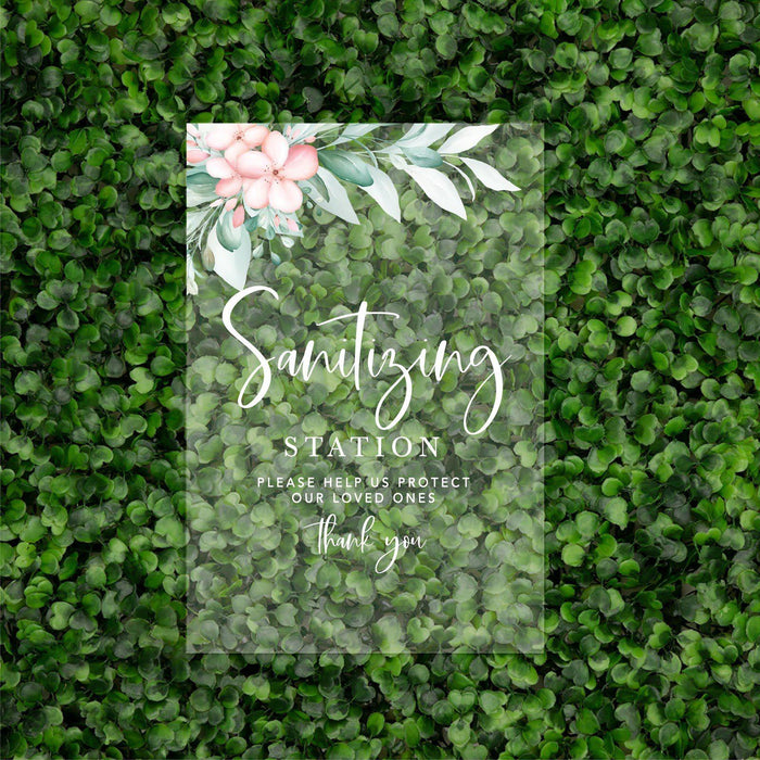 Social Distance Clear Acrylic Wedding Party Signs, White Text Design-Set of 1-Andaz Press-Mask-