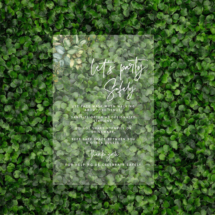 Social Distance Clear Acrylic Wedding Party Signs, White Text Design-Set of 1-Andaz Press-Mask-