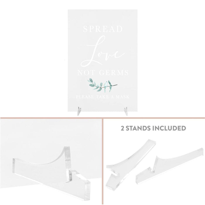 Social Distance Clear Acrylic Wedding Party Signs, White Text Design-Set of 1-Andaz Press-Mask-