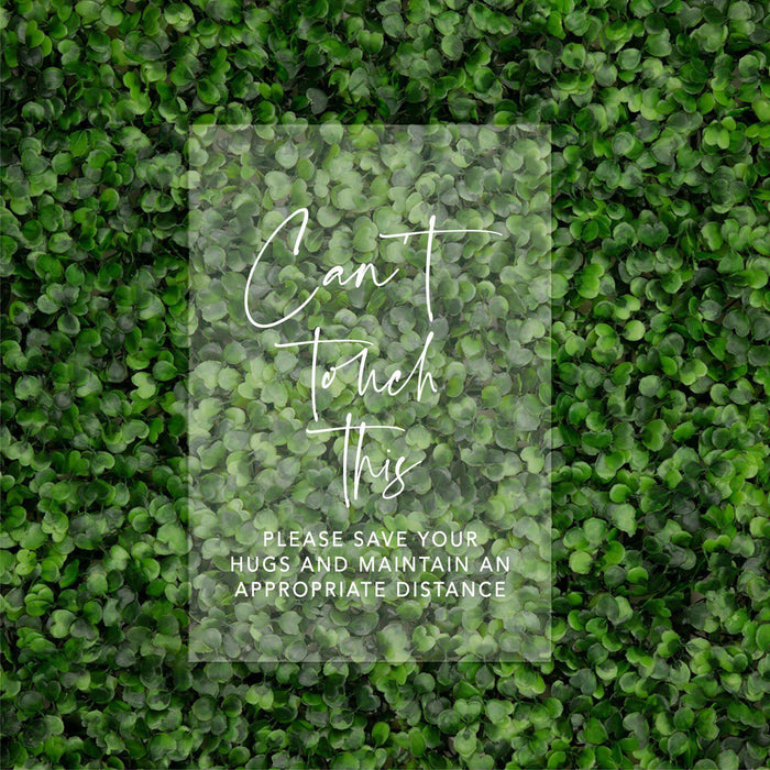 Social Distance Clear Acrylic Wedding Party Signs, White Text Design-Set of 1-Andaz Press-Mask-