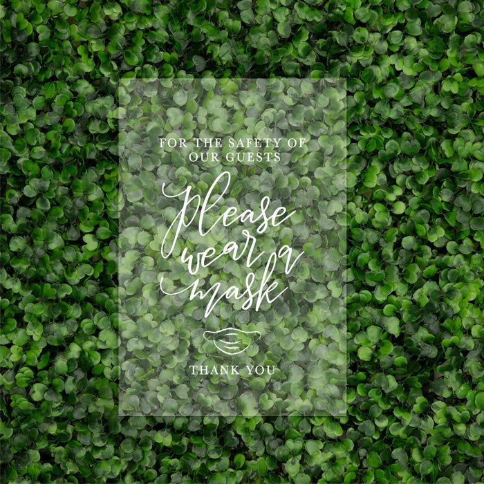 Social Distance Clear Acrylic Wedding Party Signs, White Text Design-Set of 1-Andaz Press-Mask-