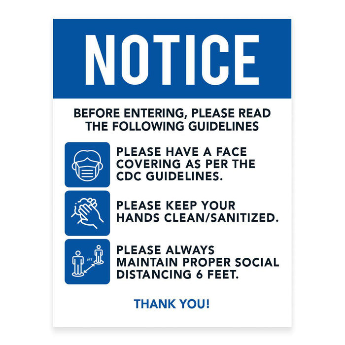 Social Distancing Rectangle Safety First For Your Health & Safety Business Signs, Vinyl Sticker Decals-Set of 50-Andaz Press-Entering Guidelines-