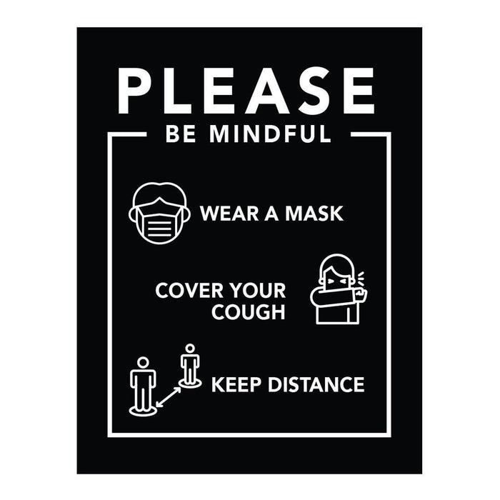 Social Distancing Rectangle Safety First For Your Health & Safety Business Signs, Vinyl Sticker Decals-Set of 50-Andaz Press-Please Be Mindful-