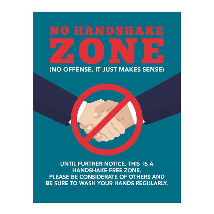 Social Distancing Rectangle Wash Your Hands Business Signs, Labels, Vinyl Sticker Decals-Set of 10-Andaz Press-No Handshake Zone-