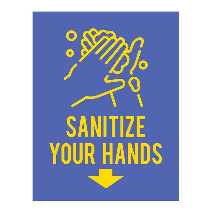 Social Distancing Rectangle Wash Your Hands Business Signs, Labels, Vinyl Sticker Decals-Set of 10-Andaz Press-Sanitize Your Hands-