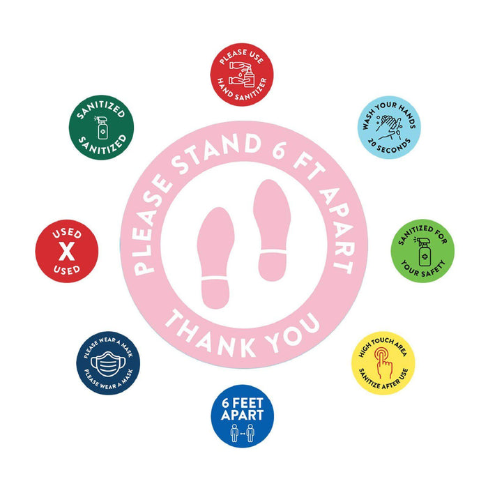 Social Distancing Round 6 Feet Apart Floor Stickers Business Signs, Vinyl Sticker Decals Part 1-Set of 50-Andaz Press-Thank You-