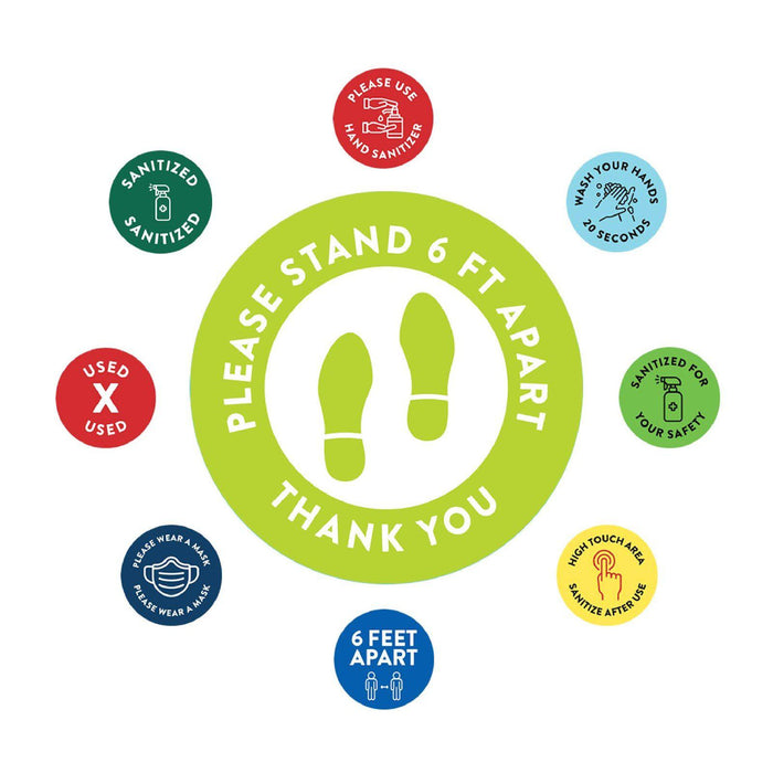 Social Distancing Round 6 Feet Apart Floor Stickers Business Signs, Vinyl Sticker Decals Part 1-Set of 50-Andaz Press-Thank You-