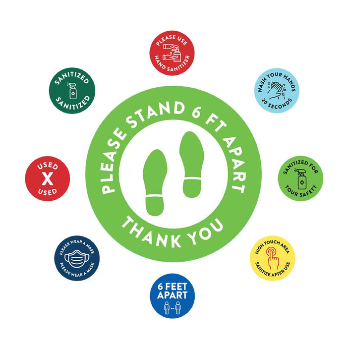 Social Distancing Round 6 Feet Apart Floor Stickers Business Signs, Vinyl Sticker Decals Part 1-Set of 50-Andaz Press-Thank You-
