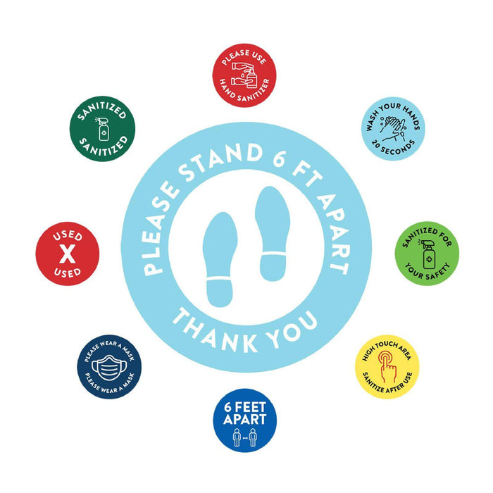 Social Distancing Round 6 Feet Apart Floor Stickers Business Signs, Vinyl Sticker Decals Part 1-Set of 50-Andaz Press-Thank You-