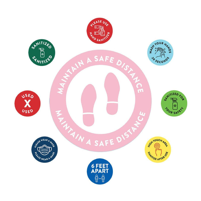 Social Distancing Round 6 Feet Apart Floor Stickers Business Signs, Vinyl Sticker Decals Part 1-Set of 50-Andaz Press-Thank You-