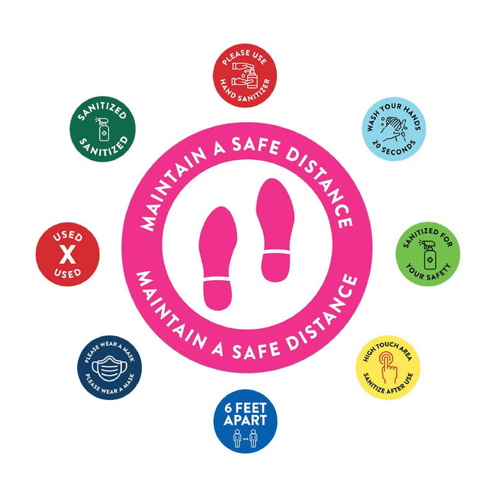 Social Distancing Round 6 Feet Apart Floor Stickers Business Signs, Vinyl Sticker Decals Part 1-Set of 50-Andaz Press-Thank You-