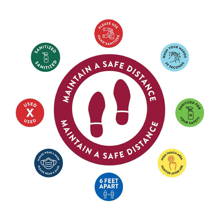 Social Distancing Round 6 Feet Apart Floor Stickers Business Signs, Vinyl Sticker Decals Part 1-Set of 50-Andaz Press-Thank You-