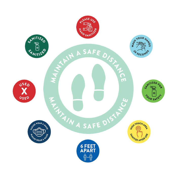 Social Distancing Round 6 Feet Apart Floor Stickers Business Signs, Vinyl Sticker Decals Part 1-Set of 50-Andaz Press-Thank You-