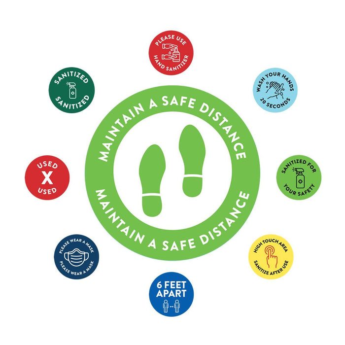 Social Distancing Round 6 Feet Apart Floor Stickers Business Signs, Vinyl Sticker Decals Part 1-Set of 50-Andaz Press-Thank You-