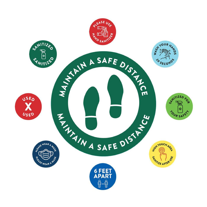 Social Distancing Round 6 Feet Apart Floor Stickers Business Signs, Vinyl Sticker Decals Part 1-Set of 50-Andaz Press-Thank You-