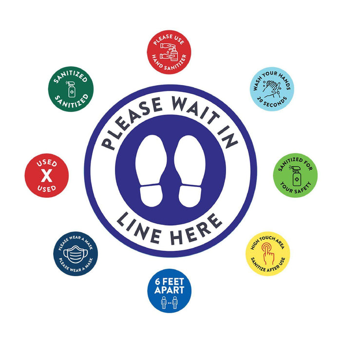 Social Distancing Round 6 Feet Apart Floor Stickers Business Signs, Vinyl Sticker Decals Part 1-Set of 50-Andaz Press-Thank You-