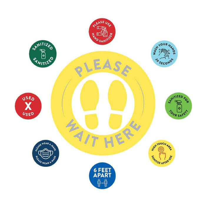 Social Distancing Round 6 Feet Apart Floor Stickers Business Signs, Vinyl Sticker Decals Part 2-Set of 50-Andaz Press-Maintain A Safe Distance Aqua-