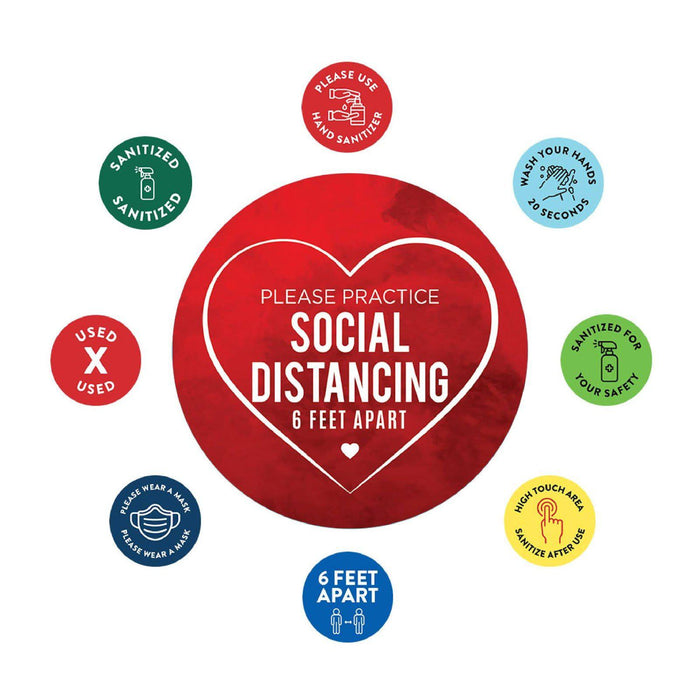 Social Distancing Round 6 Feet Apart Floor Stickers Business Signs, Vinyl Sticker Decals Part 2-Set of 50-Andaz Press-Please Practice Social Distancing-