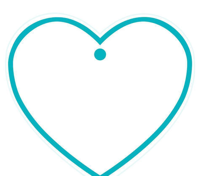 Solid Border Color Heart Shape Blank Gift Tags-Set of 30-Andaz Press-Aqua-