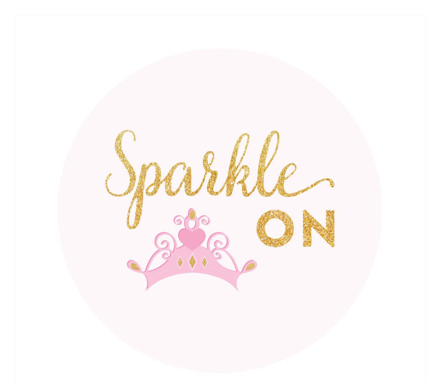 Sparkle Princess Birthday Circle Favor Gift Tags-Set of 24-Andaz Press-Sparkle On-
