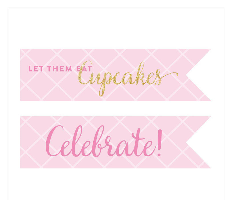 Sparkle Princess Birthday Cupcake/Straw Pennant Flag Labels-Set of 16-Andaz Press-