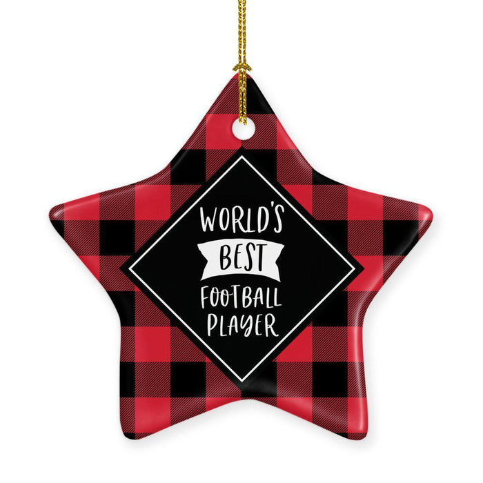 Sports Star Shaped Porcelain Christmas Tree Ornaments Collection 1-Set of 1-Andaz Press-Football Player-