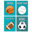 Sports Themed Boys Nursery Room Wall Art, Aqua Basketball Baseball Soccer Football-Set of 4-Andaz Press-