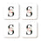 Square Coffee Drink Coasters Gift Set, Blush Floral Monogram-Set of 4-Andaz Press-S-