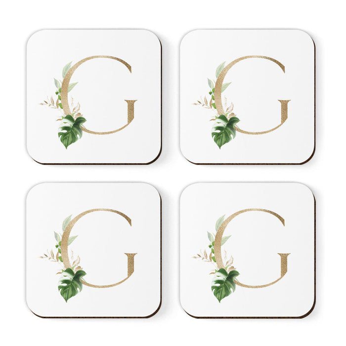 Square Coffee Drink Coasters Gift Set, Exotic Tropical Monogram-Set of 4-Andaz Press-A-