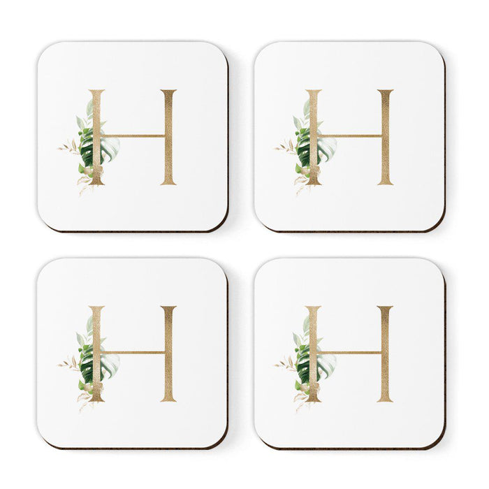 Square Coffee Drink Coasters Gift Set, Exotic Tropical Monogram-Set of 4-Andaz Press-A-