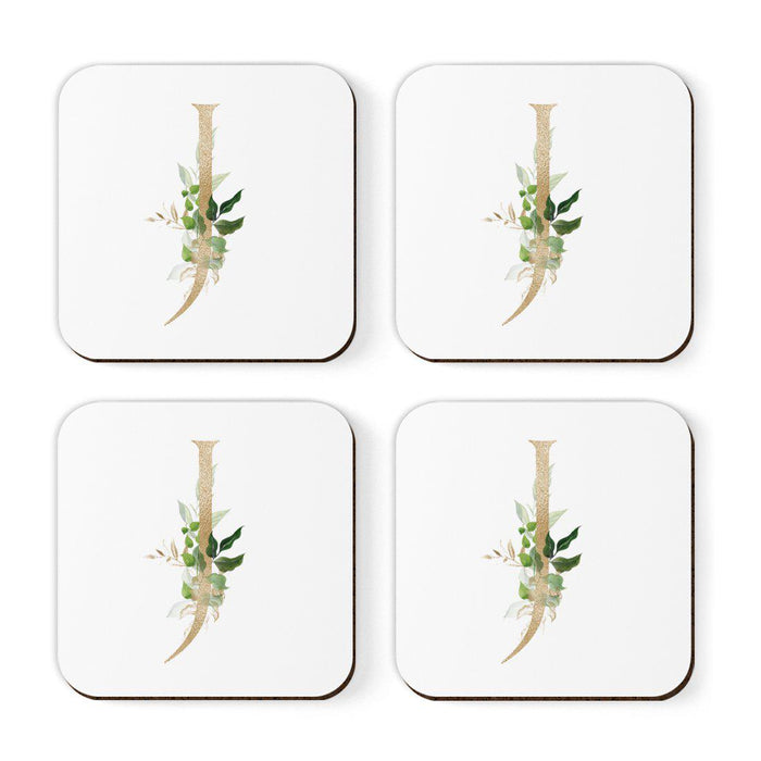 Square Coffee Drink Coasters Gift Set, Exotic Tropical Monogram-Set of 4-Andaz Press-A-