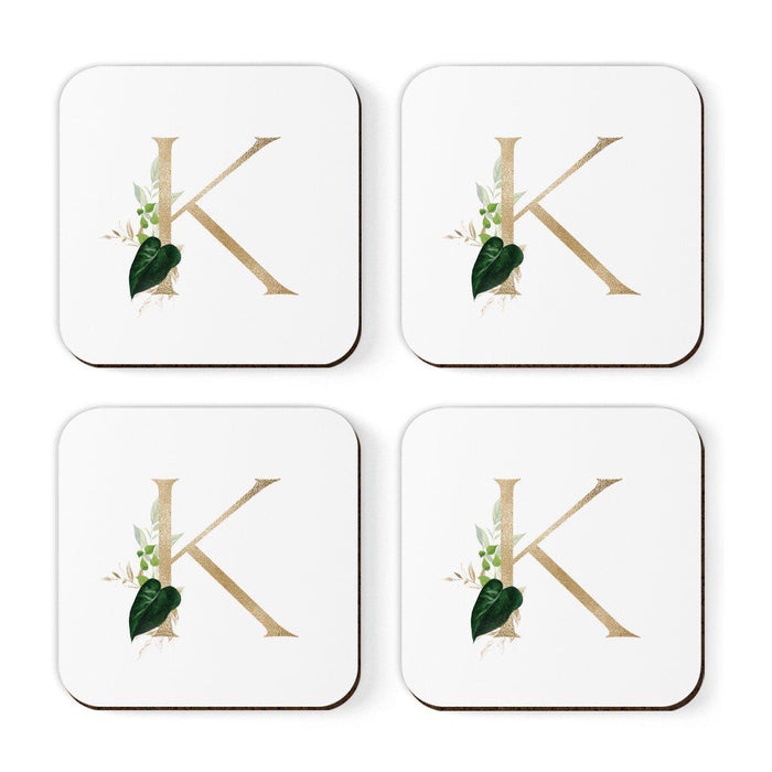Square Coffee Drink Coasters Gift Set, Exotic Tropical Monogram-Set of 4-Andaz Press-A-