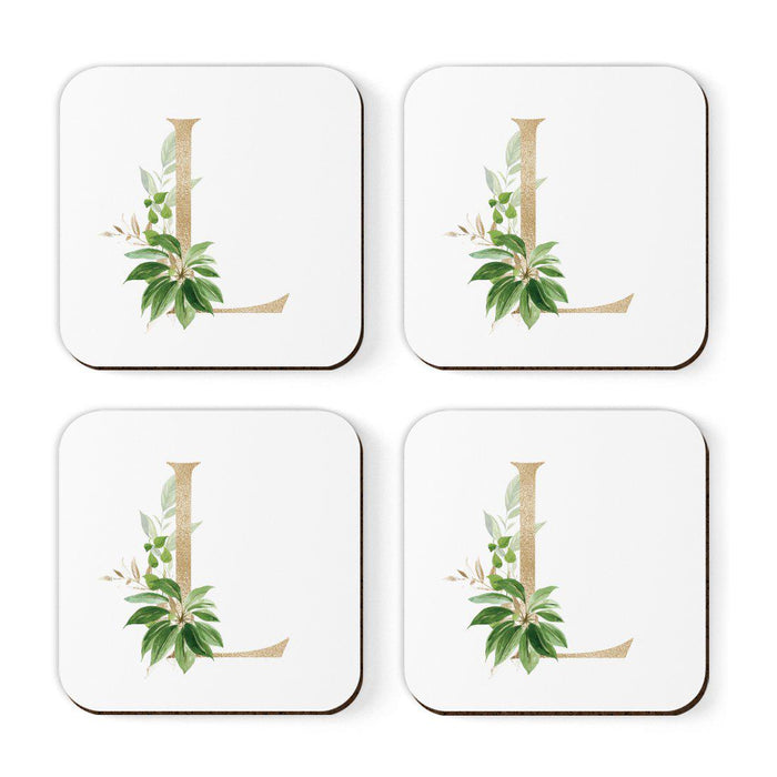 Square Coffee Drink Coasters Gift Set, Exotic Tropical Monogram-Set of 4-Andaz Press-A-