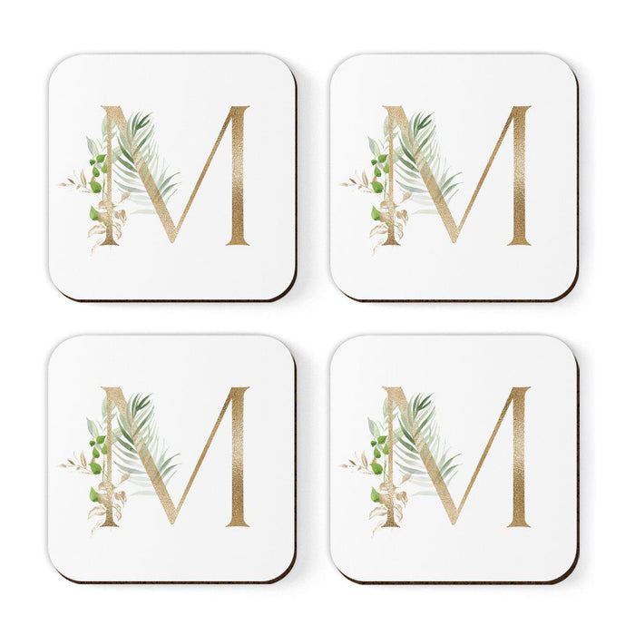Square Coffee Drink Coasters Gift Set, Exotic Tropical Monogram-Set of 4-Andaz Press-A-