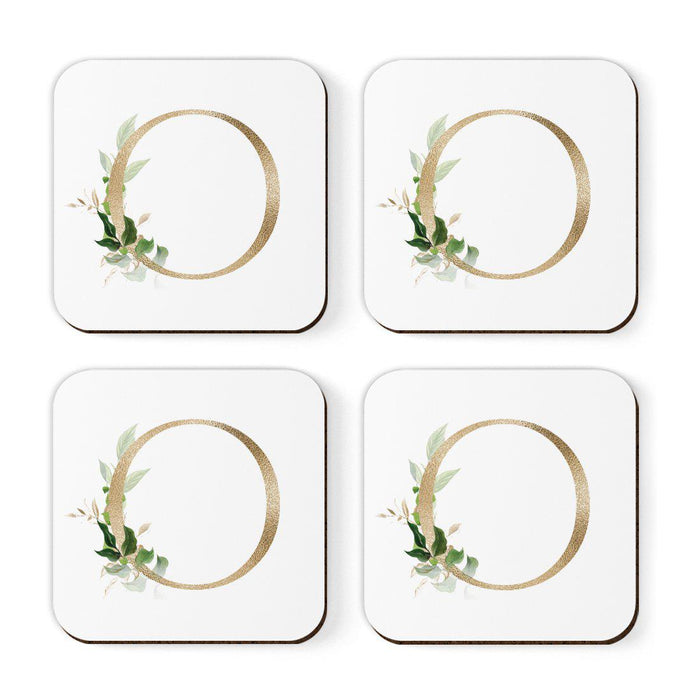 Square Coffee Drink Coasters Gift Set, Exotic Tropical Monogram-Set of 4-Andaz Press-A-