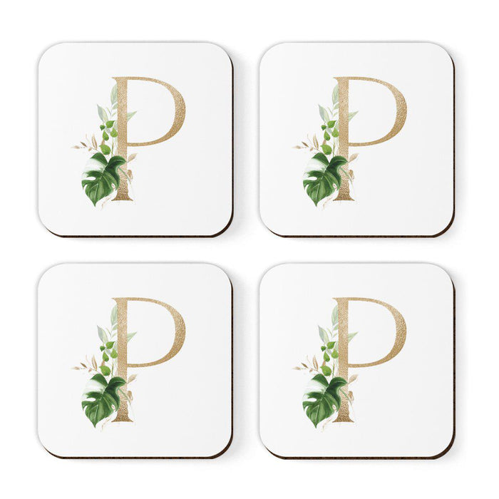 Square Coffee Drink Coasters Gift Set, Exotic Tropical Monogram-Set of 4-Andaz Press-A-