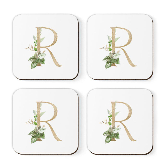 Square Coffee Drink Coasters Gift Set, Exotic Tropical Monogram-Set of 4-Andaz Press-A-