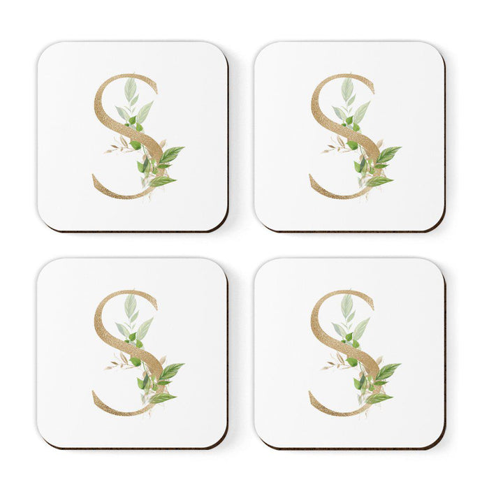 Square Coffee Drink Coasters Gift Set, Exotic Tropical Monogram-Set of 4-Andaz Press-A-
