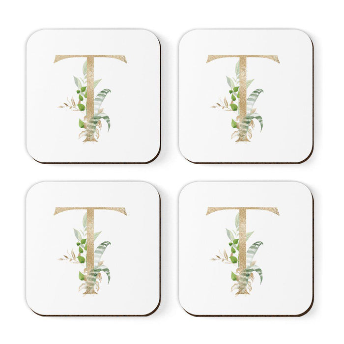 Square Coffee Drink Coasters Gift Set, Exotic Tropical Monogram-Set of 4-Andaz Press-A-