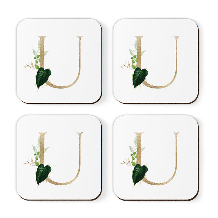 Square Coffee Drink Coasters Gift Set, Exotic Tropical Monogram-Set of 4-Andaz Press-A-