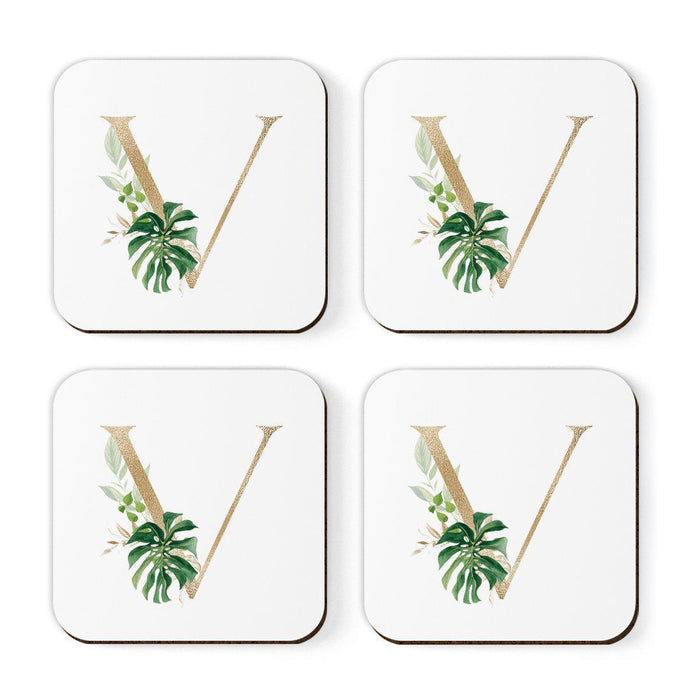 Square Coffee Drink Coasters Gift Set, Exotic Tropical Monogram-Set of 4-Andaz Press-A-