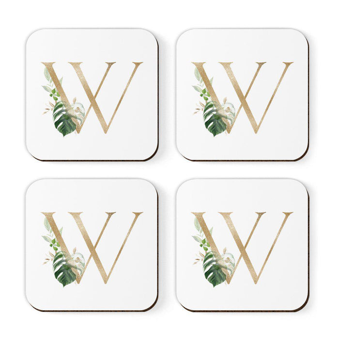 Square Coffee Drink Coasters Gift Set, Exotic Tropical Monogram-Set of 4-Andaz Press-A-