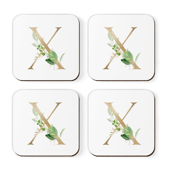 Square Coffee Drink Coasters Gift Set, Exotic Tropical Monogram-Set of 4-Andaz Press-A-