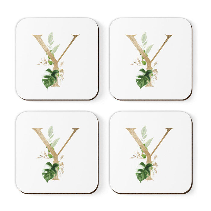Square Coffee Drink Coasters Gift Set, Exotic Tropical Monogram-Set of 4-Andaz Press-A-