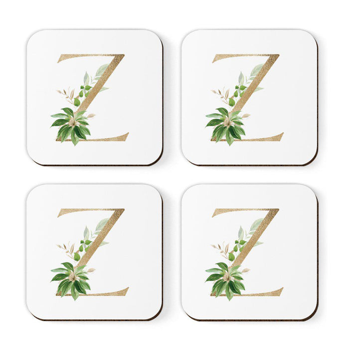 Square Coffee Drink Coasters Gift Set, Exotic Tropical Monogram-Set of 4-Andaz Press-A-