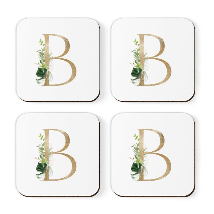 Square Coffee Drink Coasters Gift Set, Exotic Tropical Monogram-Set of 4-Andaz Press-A-
